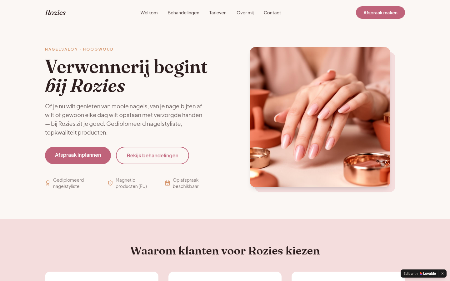 Rozies Nagelsalon – desktop hero