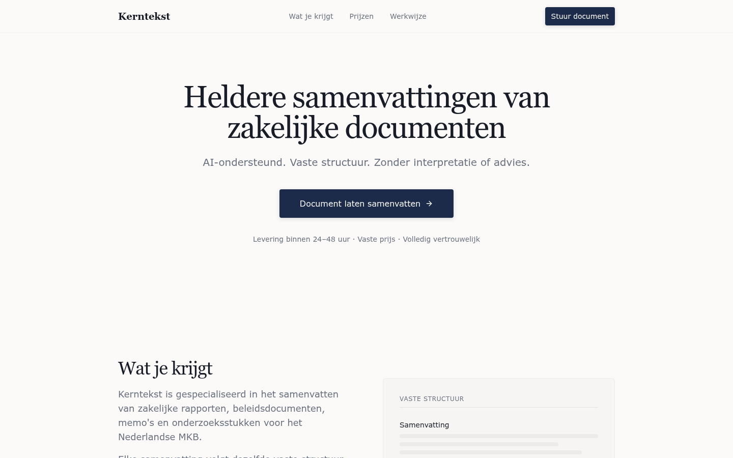 Kerntekst — AI Samenvattingen – desktop hero