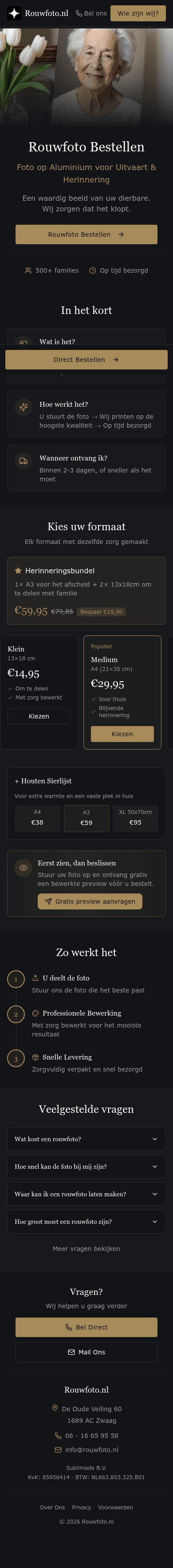 Rouwfoto.nl — Bespoke Memories – echte mobiele preview