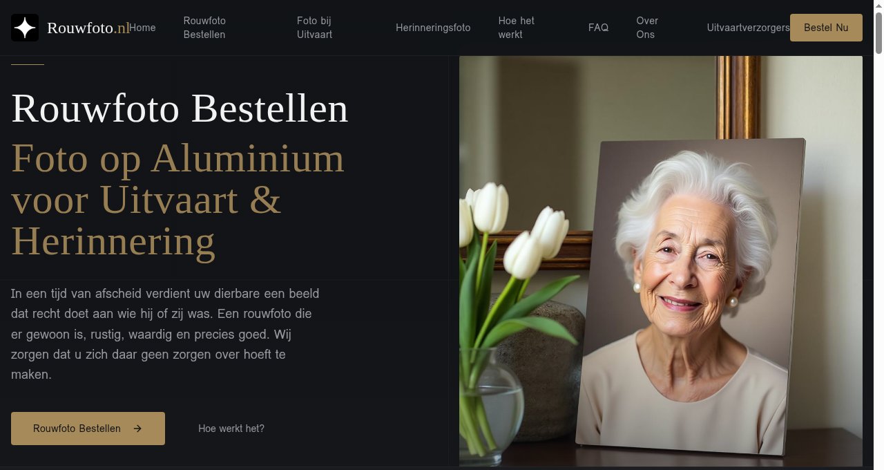 Screenshot van Rouwfoto.nl — Bespoke Memories